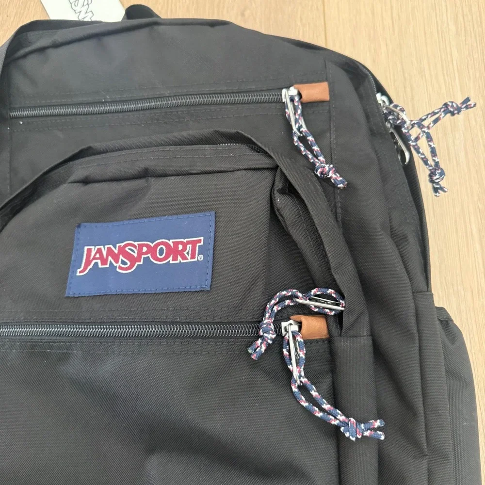 JanSport Cool Student Backpack Black Brown Laptop Sleeve JS0A2SDD008 NWT